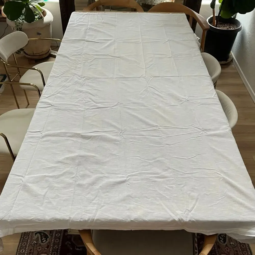 Pottery Barn Design Crew Basics Cotton Linen White Tablecloth 70” x 90”